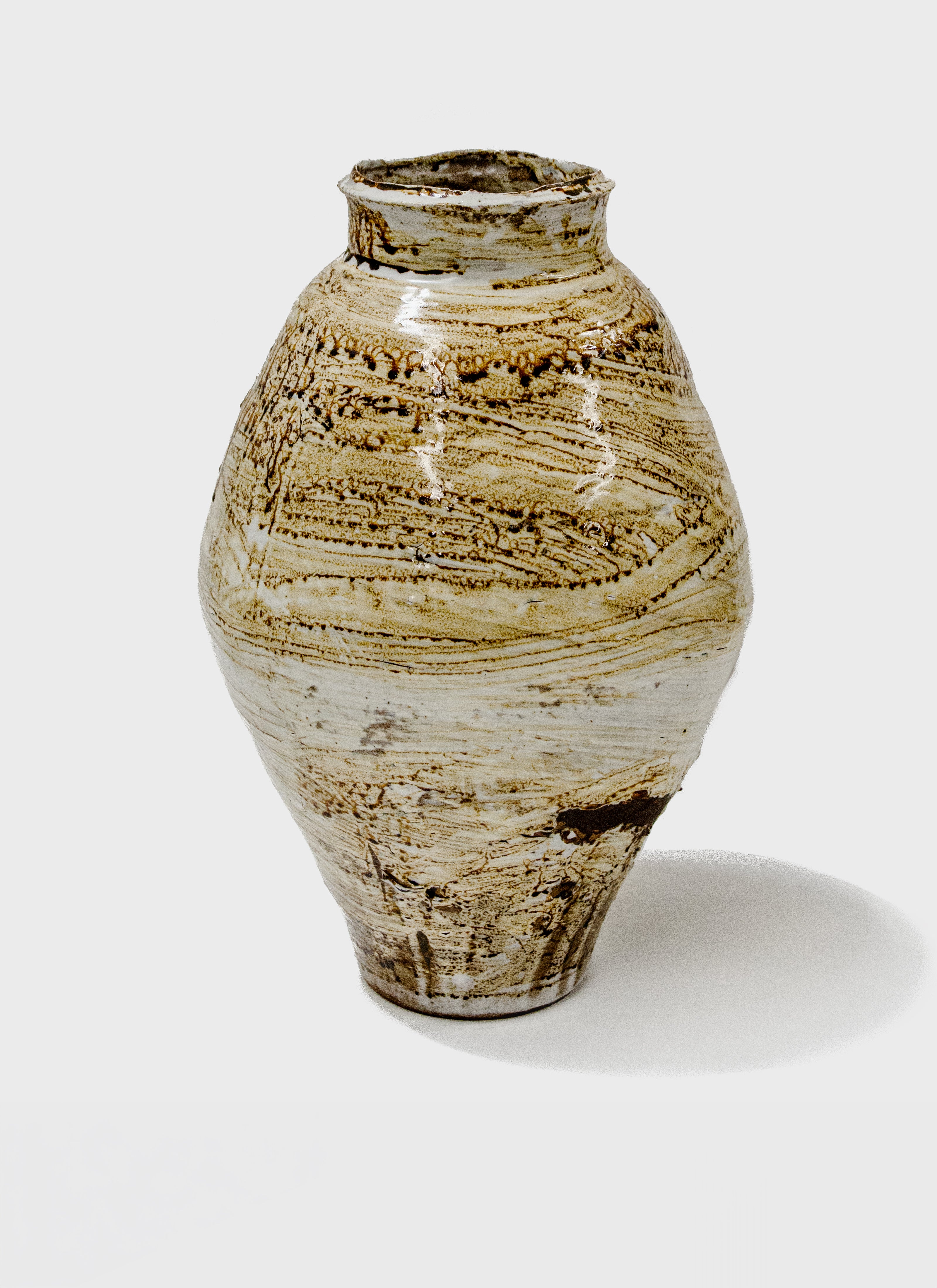 large ochre drip vase