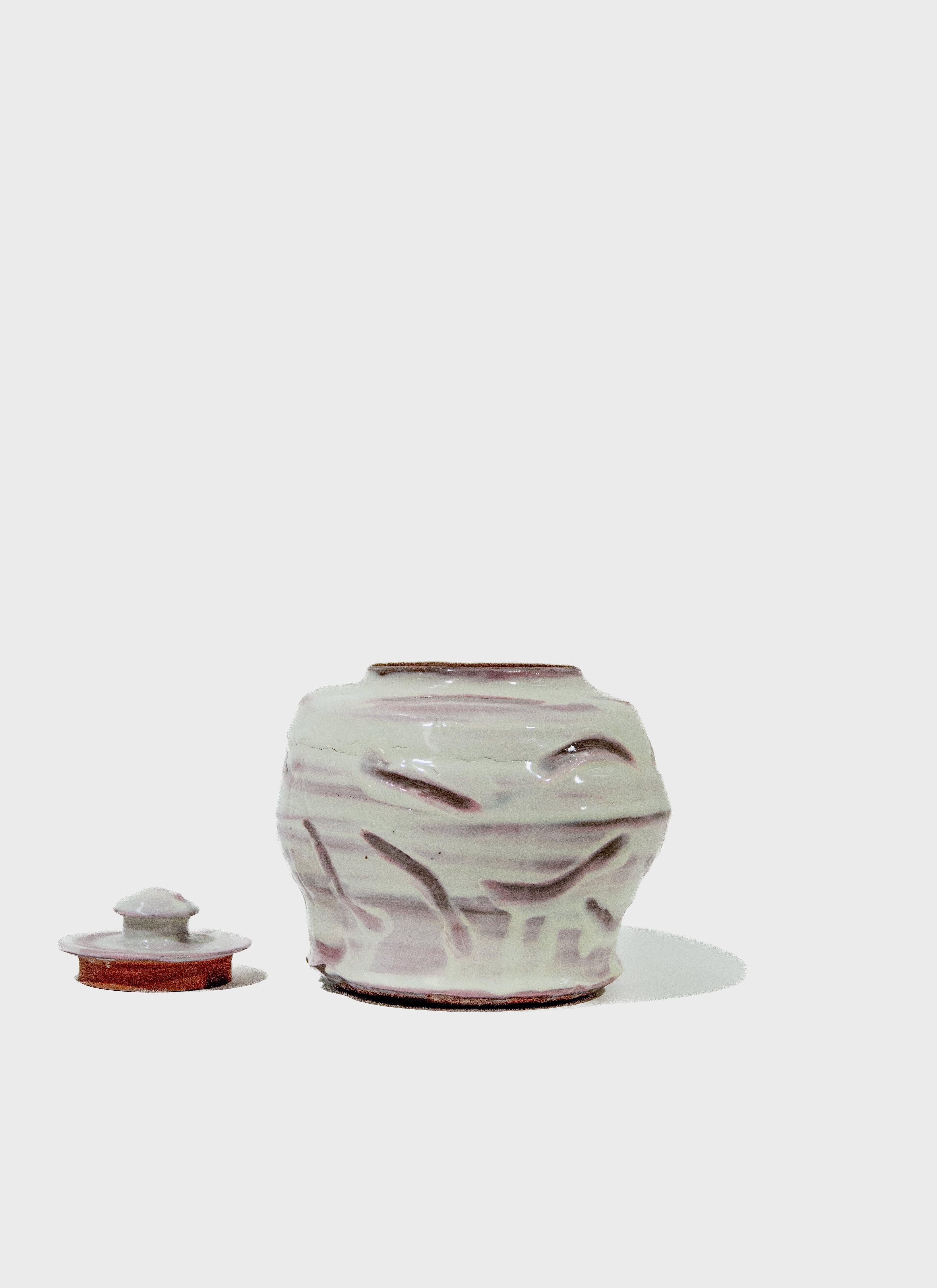 Terracotta Pink Slip Decoration Ceramic Jar with Lid