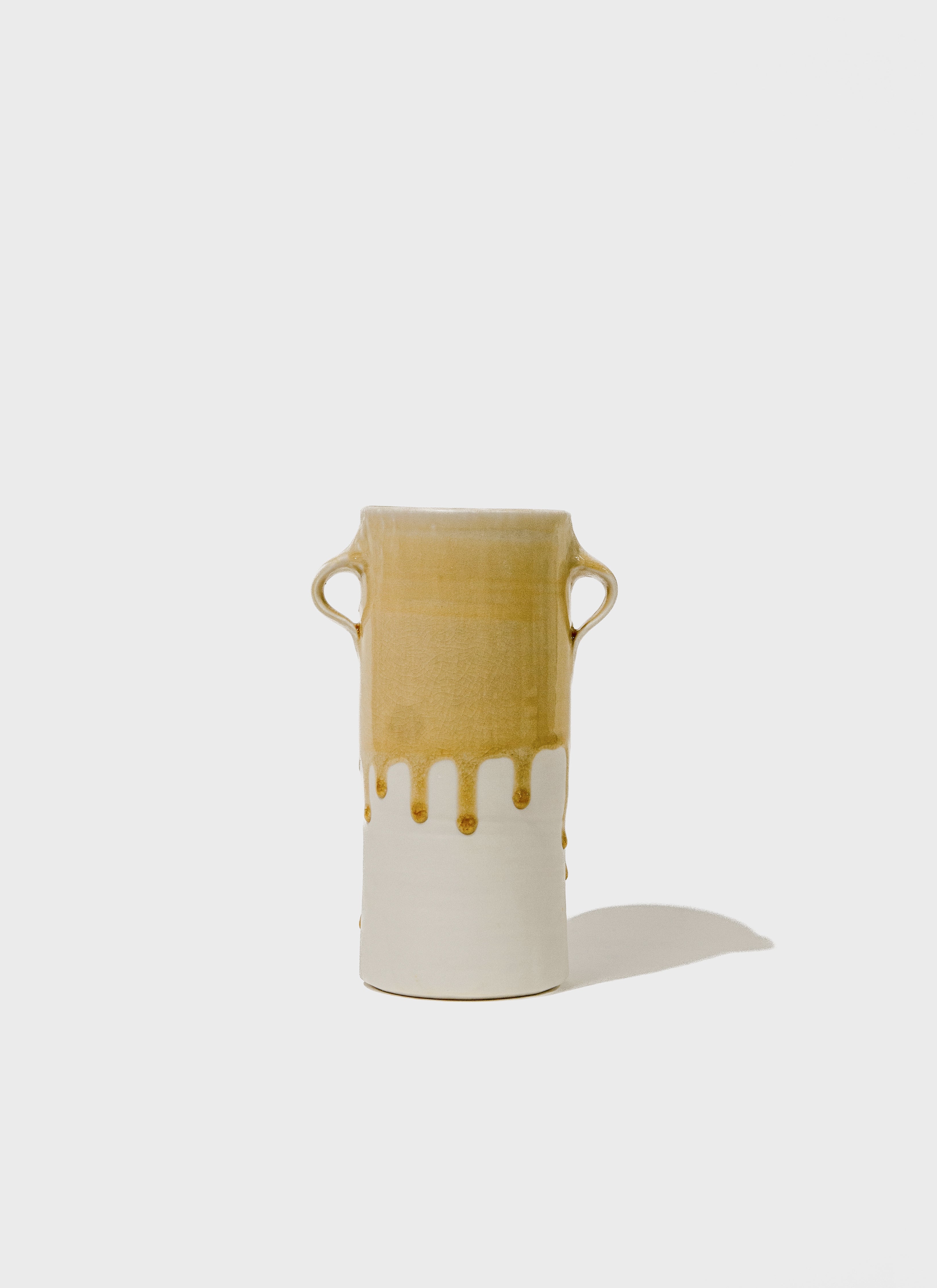 Wheat Ceramic Vase in Yellow Drip Glaze