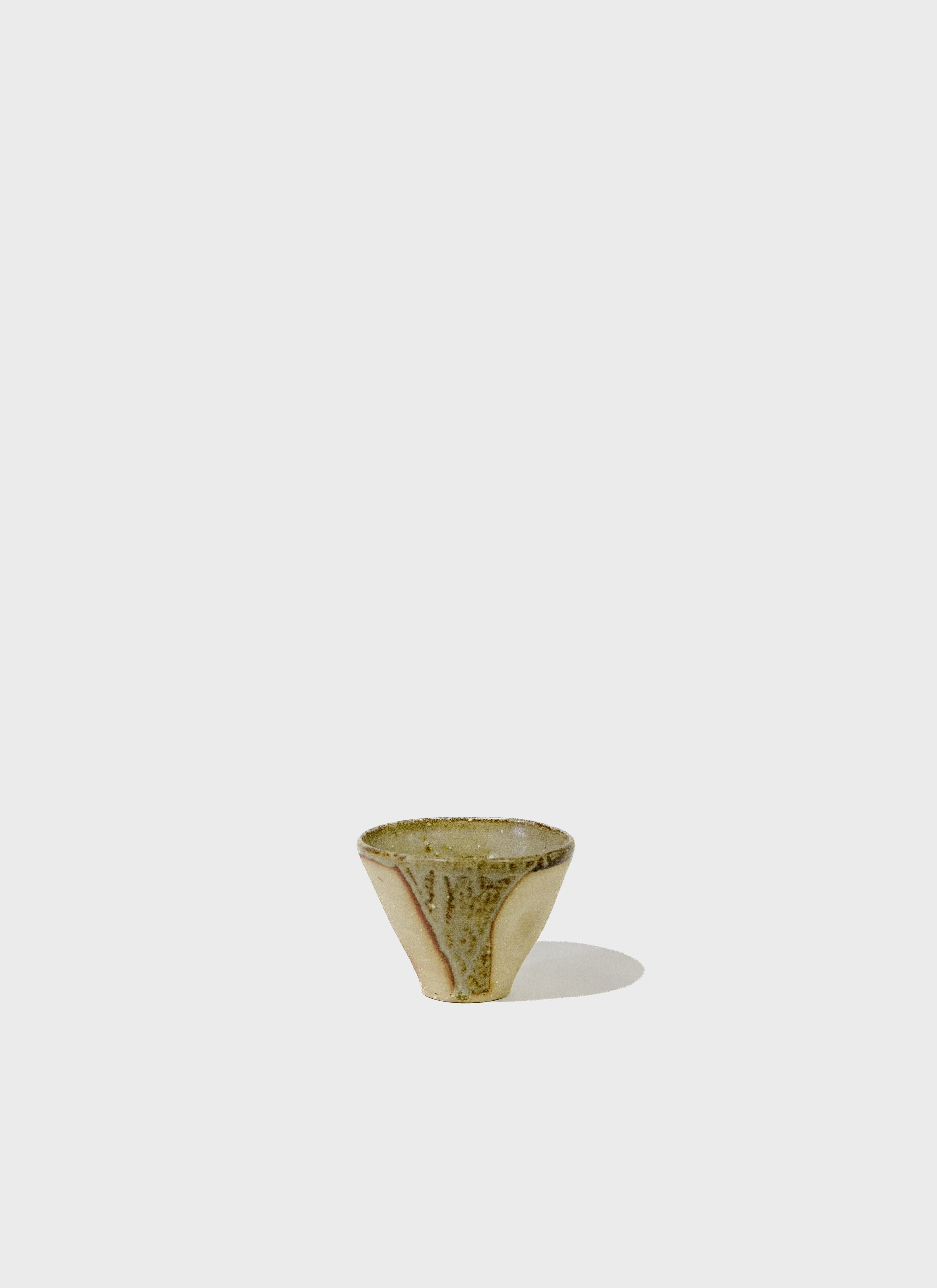 Red Ceramic Cup with Green Ash Drip Glaze